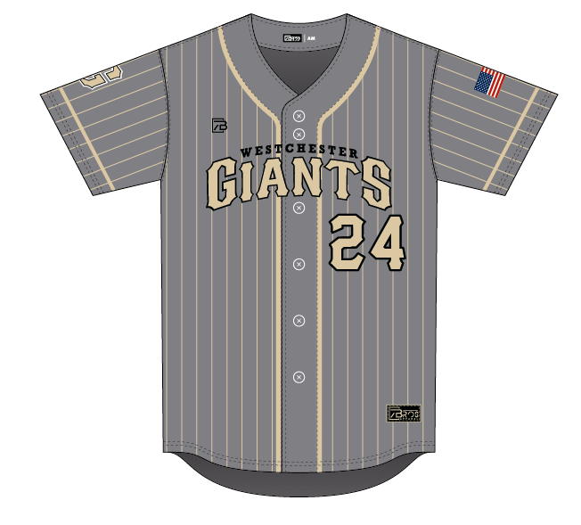 Westchester Giants Grey Button Down Custom Sublimated Jersey