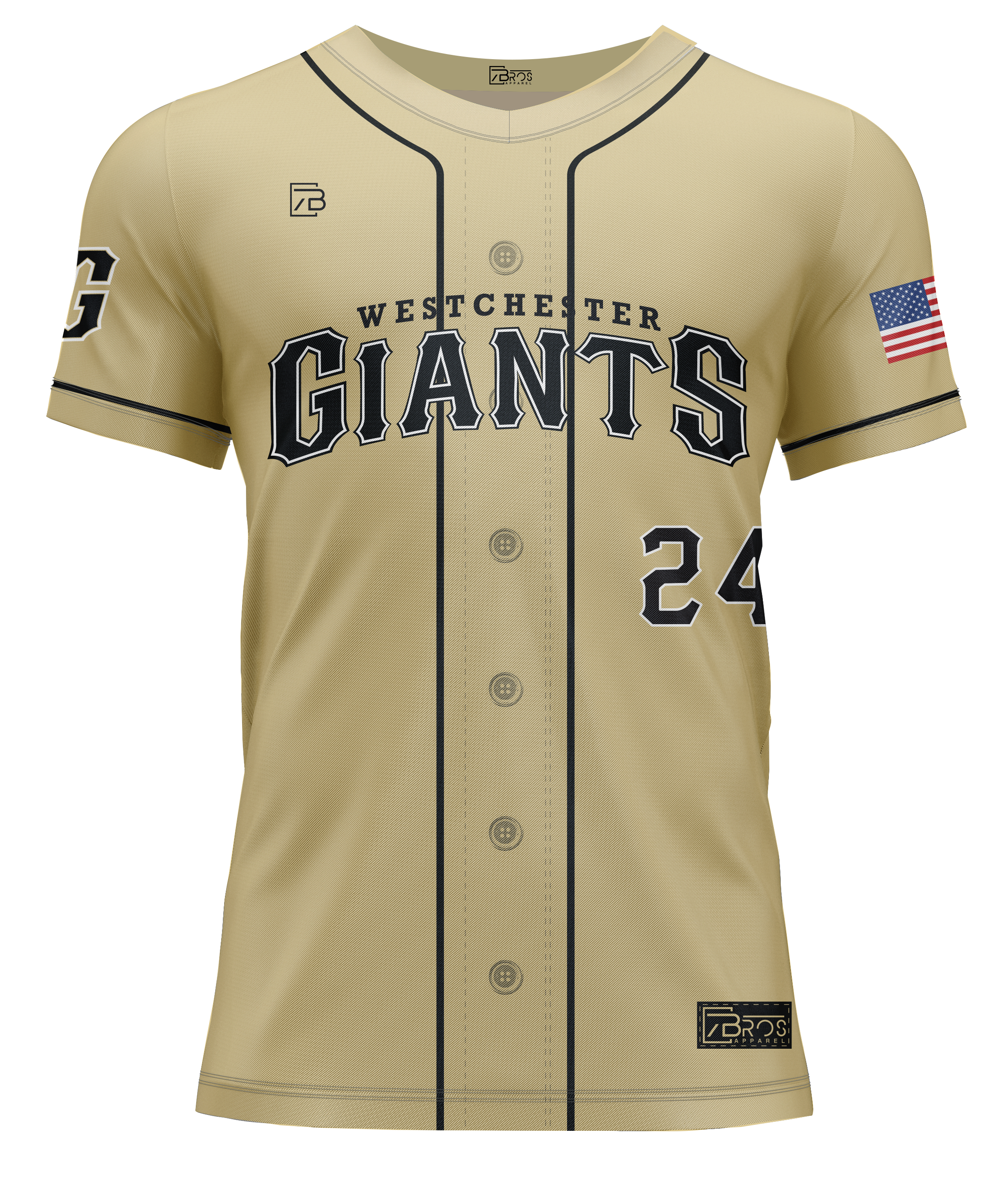 Westchester Giants Gold Button Down Custom Sublimated Jersey