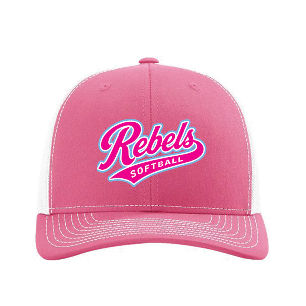 Rebels Softball Richardson Trucker Hat - Pink/White