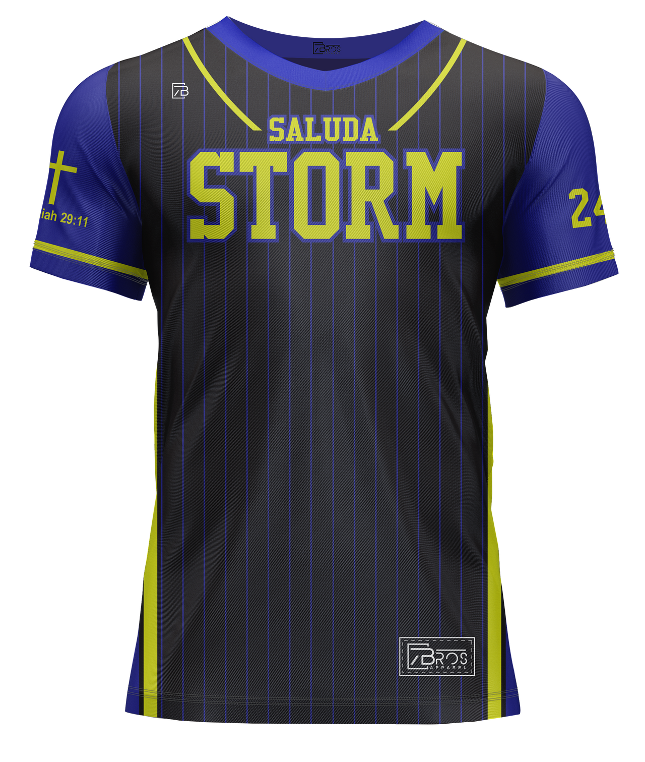 Saluda Storm Player Pinstripe Jersey - Black/Purple (Champro Sports)