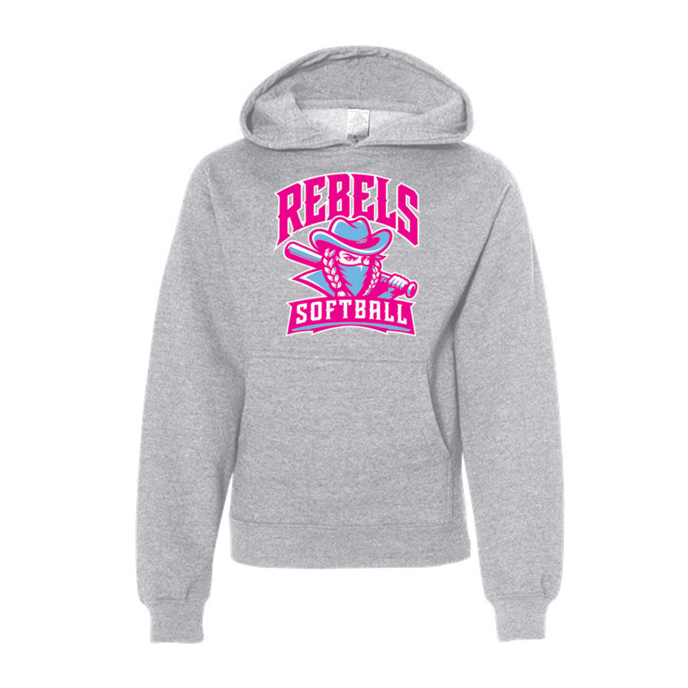 Rebels Softball IND Youth Hoodie - Mascot