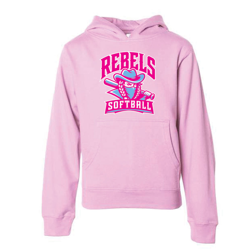 Rebels Softball IND Youth Hoodie - Mascot