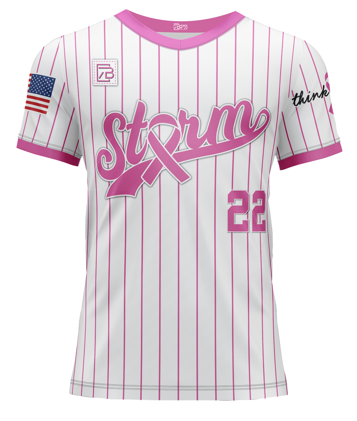 Saluda Storm Player Jersey - Breast Cancer Pinstripe