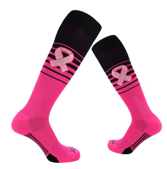 Pink Cancer Ribbon Socks
