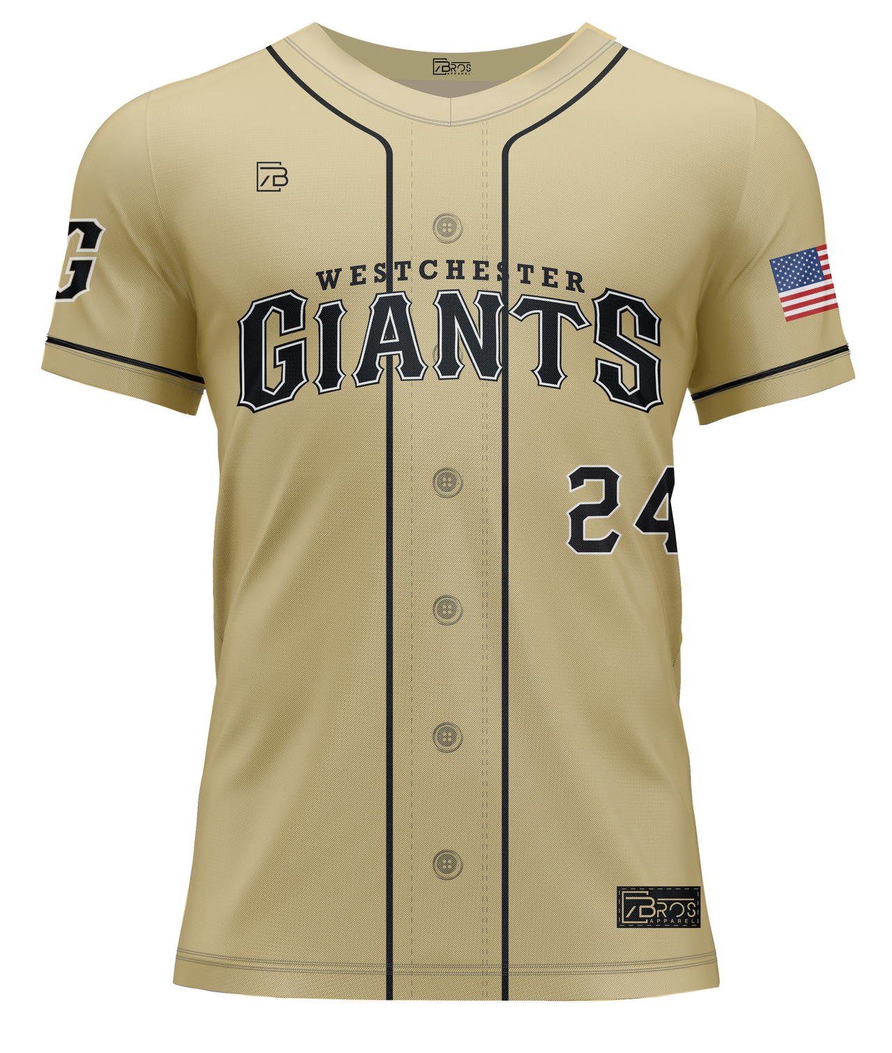 Westchester Giants Gold Button Down Custom Sublimated Jersey